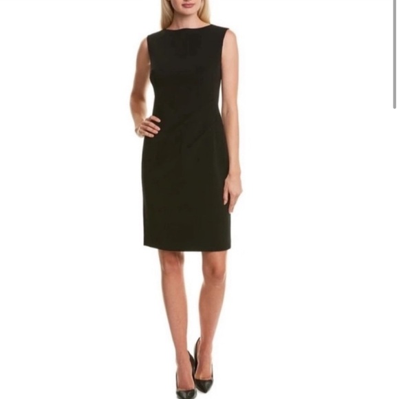 Lafayette 148 New York Knee Length Professional Classic Black Sheath Dress NWT